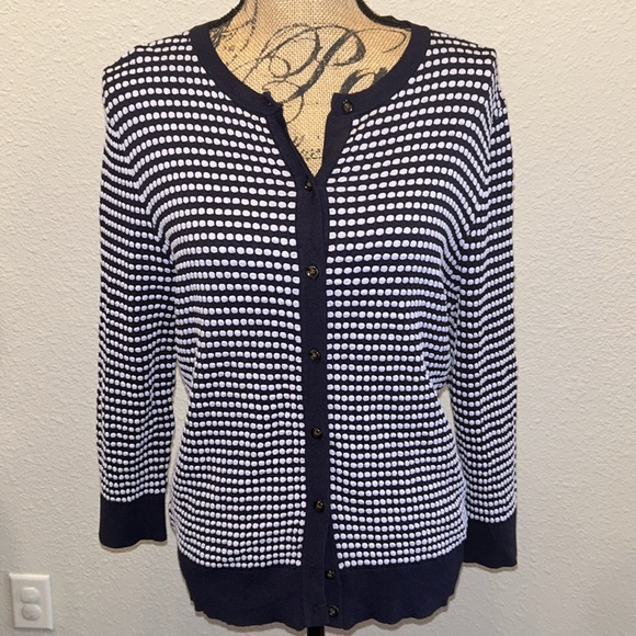 Lot of Ann Taylor 3/4 Sleeve Navy Blue Cardigans Sz Large - Picture 2 of 3